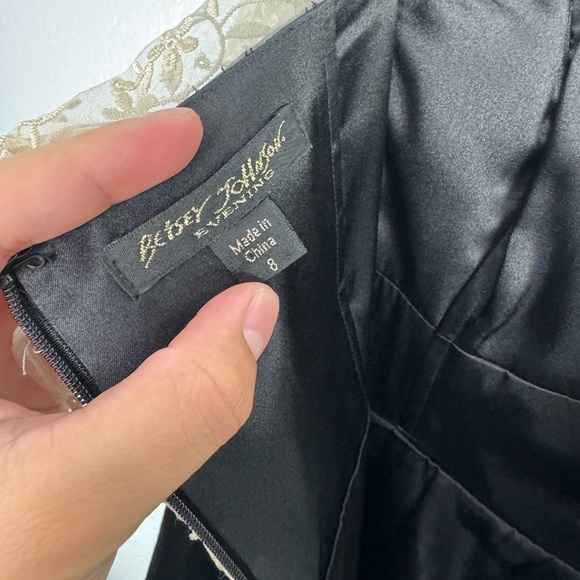 Vintage Betsey Johnson Lace Tiered Red Satin Bow Velvet Strapless Elegant Dress - Picture 8 of 12